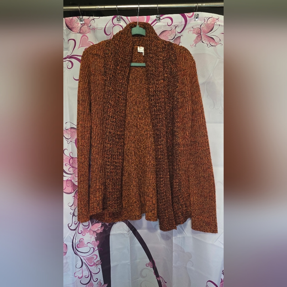 Allison Britney Sweater‎ Womens Medium Orange Brown Overized Cardigan